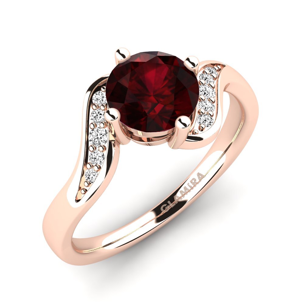 red-750 garnet Anel de Noivado Miguelina
