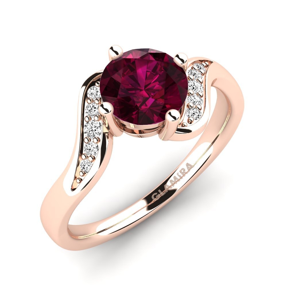 14ct Rose Gold Rhodolite Garnet Engagement Ring Miguelina
