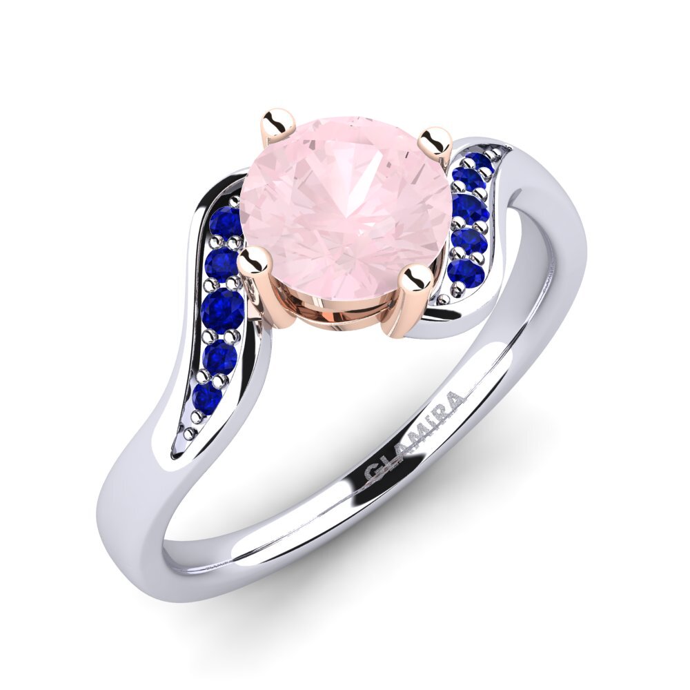 18K White & Rose Gold Rose Quartz Engagement Ring Miguelina