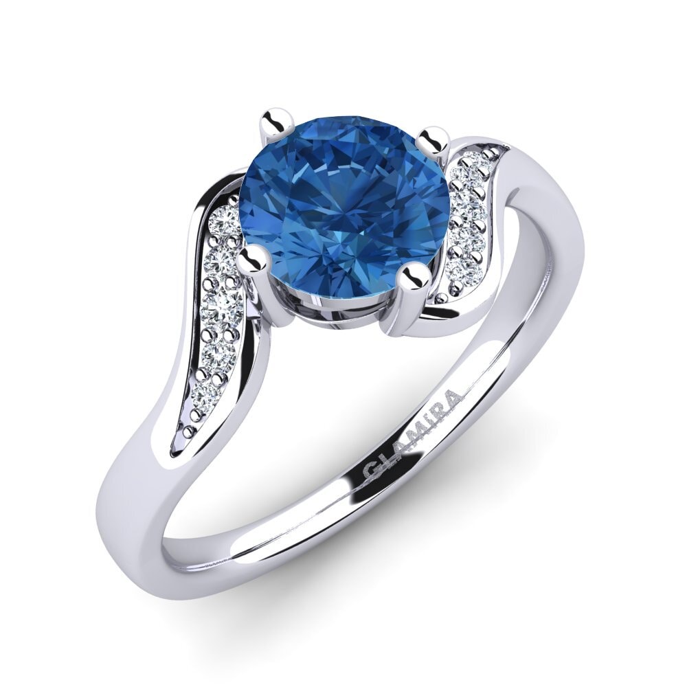 Circonita Azul Oscuro Anillo de compromiso Miguelina