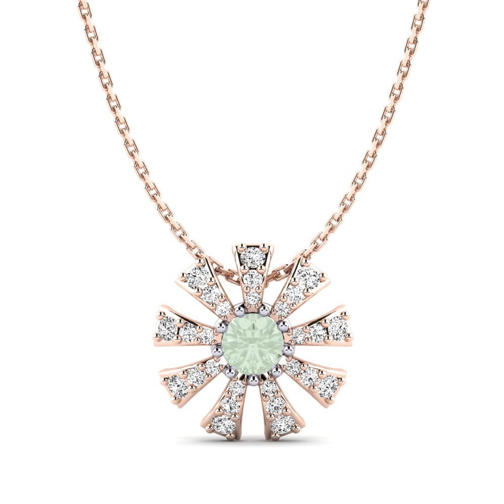 9k Oro Rosa & Blanco Amatista verde Colgante de Mujer Mikanos