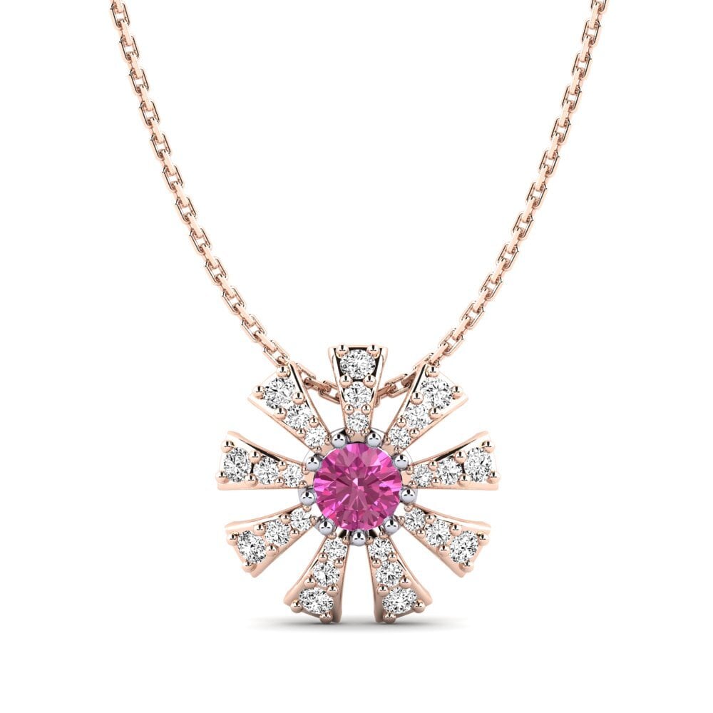 14k Oro Rosa & Blanco Topacio Rosa Colgante de Mujer Mikanos