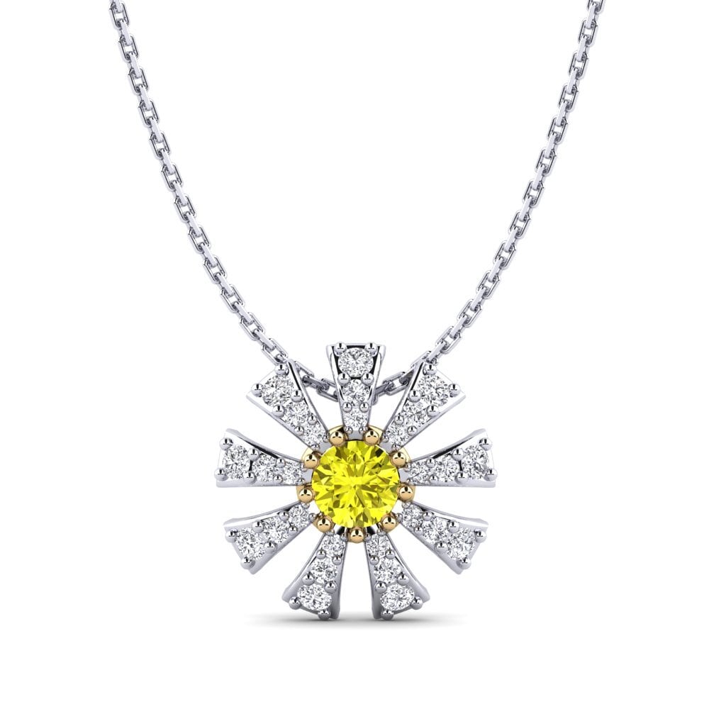 Vàng Trắng-Vàng 18K Kim Cương Vàng Mặt dây chuyền nữ Mikanos