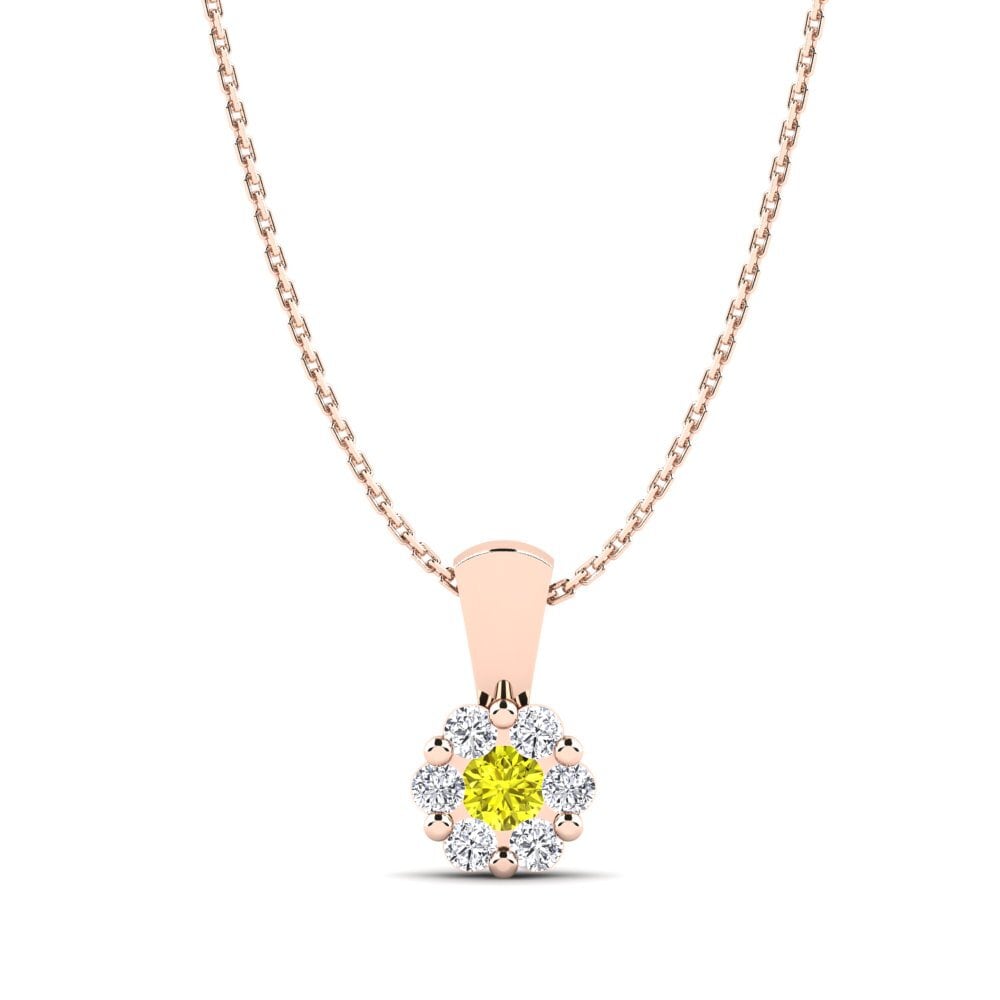 14ct Rose Gold Yellow Diamond Women's Pendant Misty