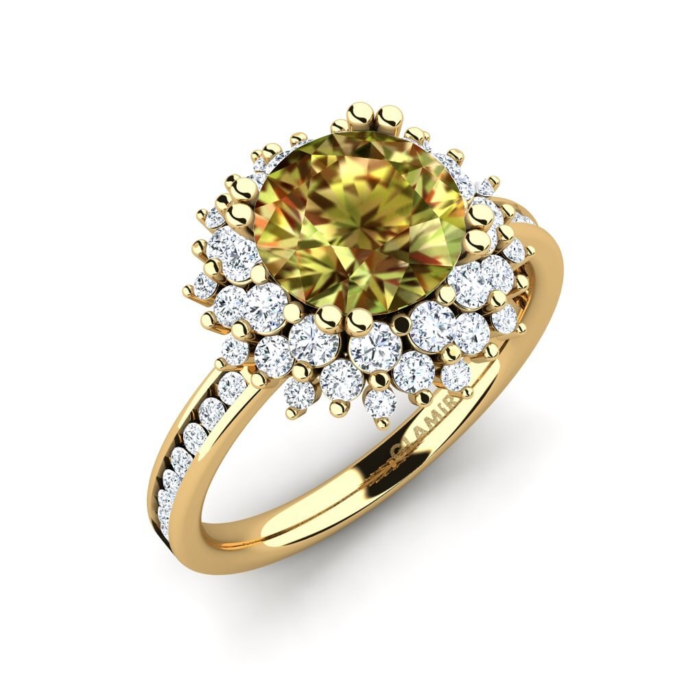 Ouro Amarelo 14K Pedra do Sultão Anel de Noivado Muranda