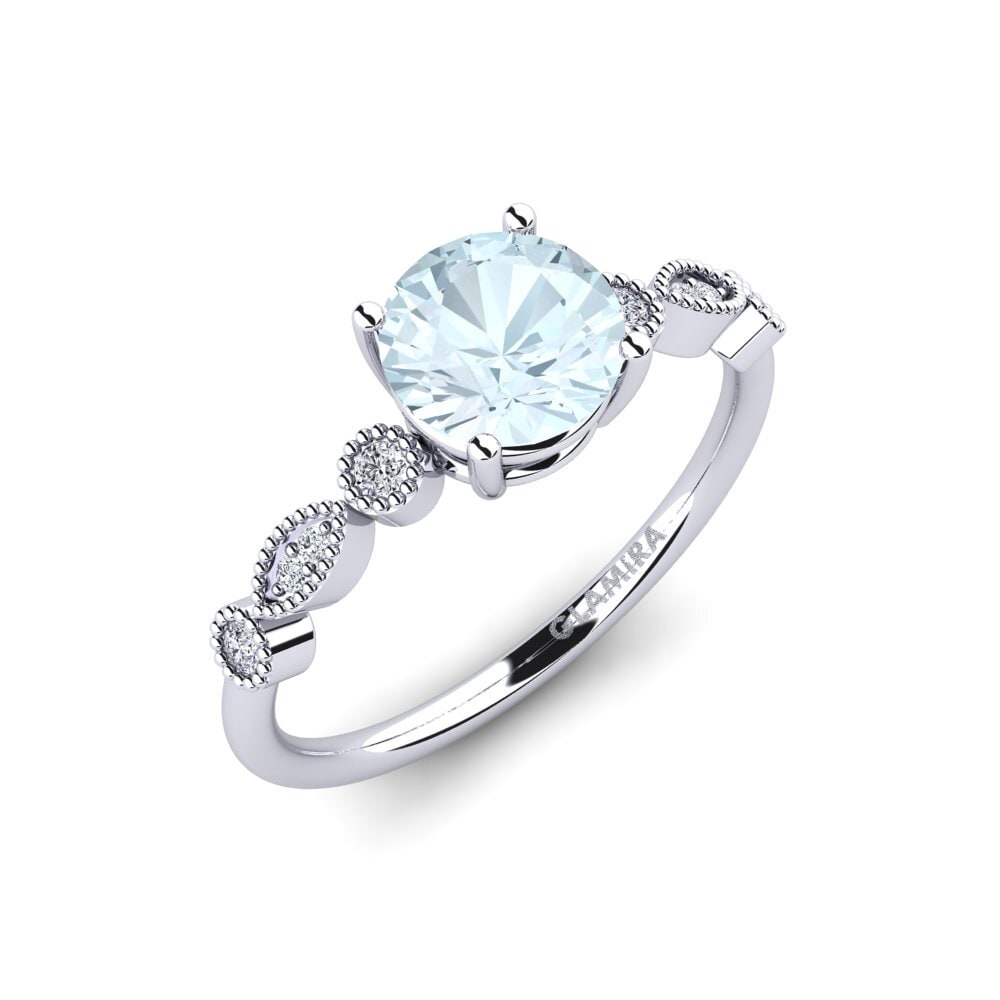 Or Blanc 9k Bague de fiançailles Naola