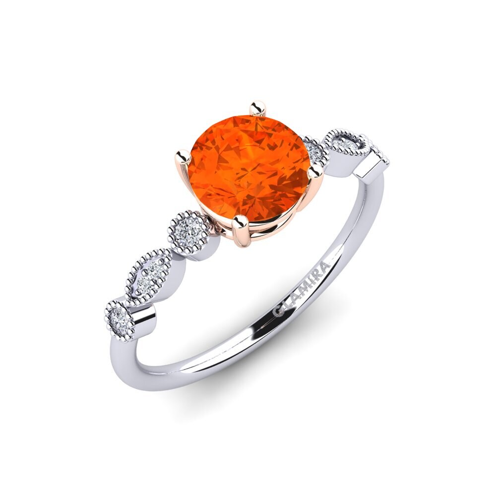 14ct White & Rose Gold Fire Opal Engagement Ring Naola