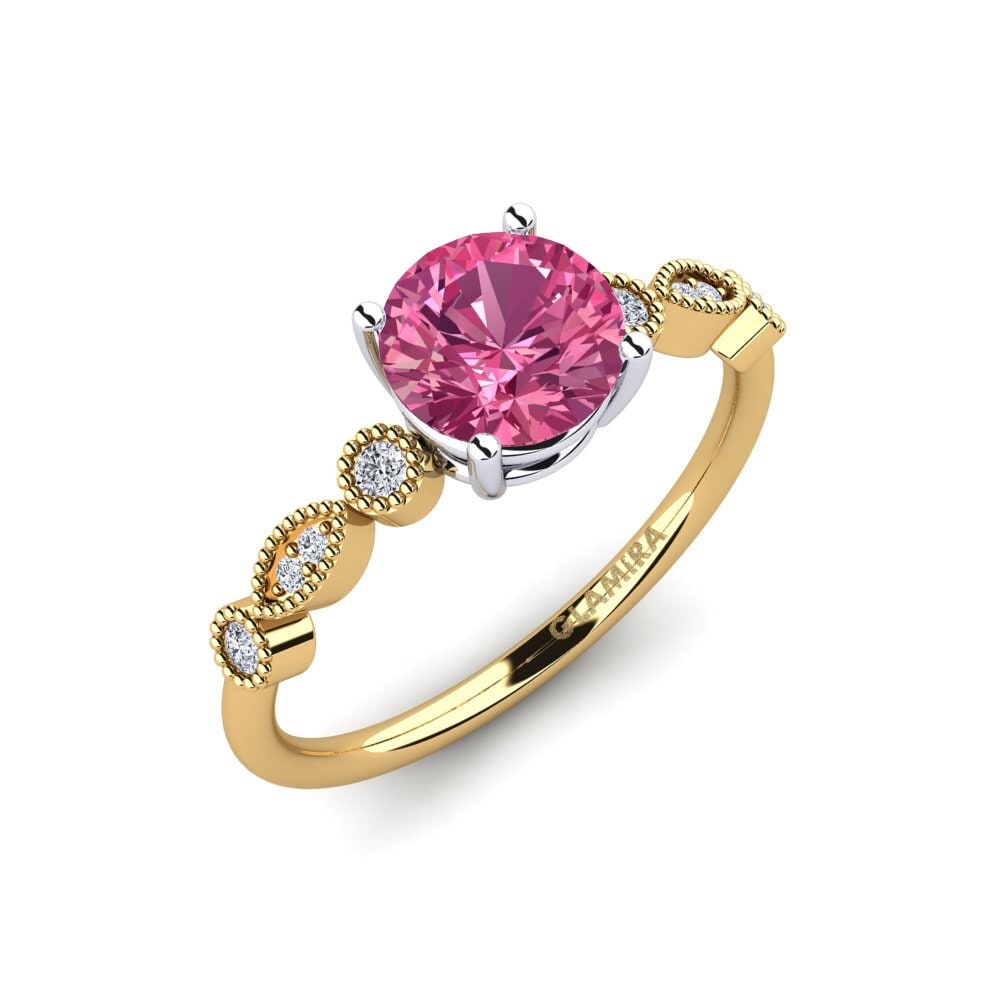Or Jaune & Blanc 9k Bague de fiançailles Naola