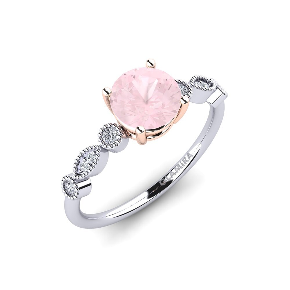 14ct White & Rose Gold Rose Quartz Engagement Ring Naola