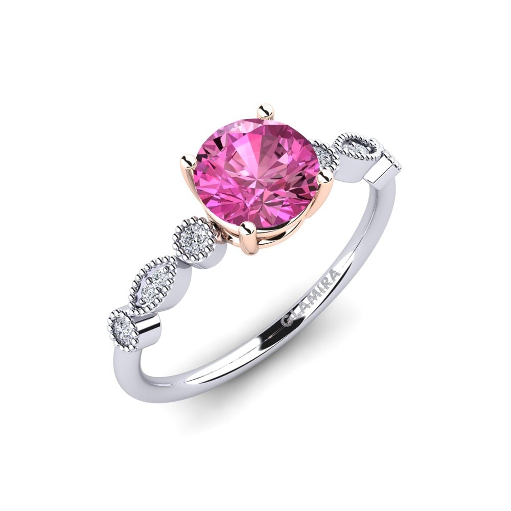 14ct White & Rose Gold Pink Topaz Engagement Ring Naola
