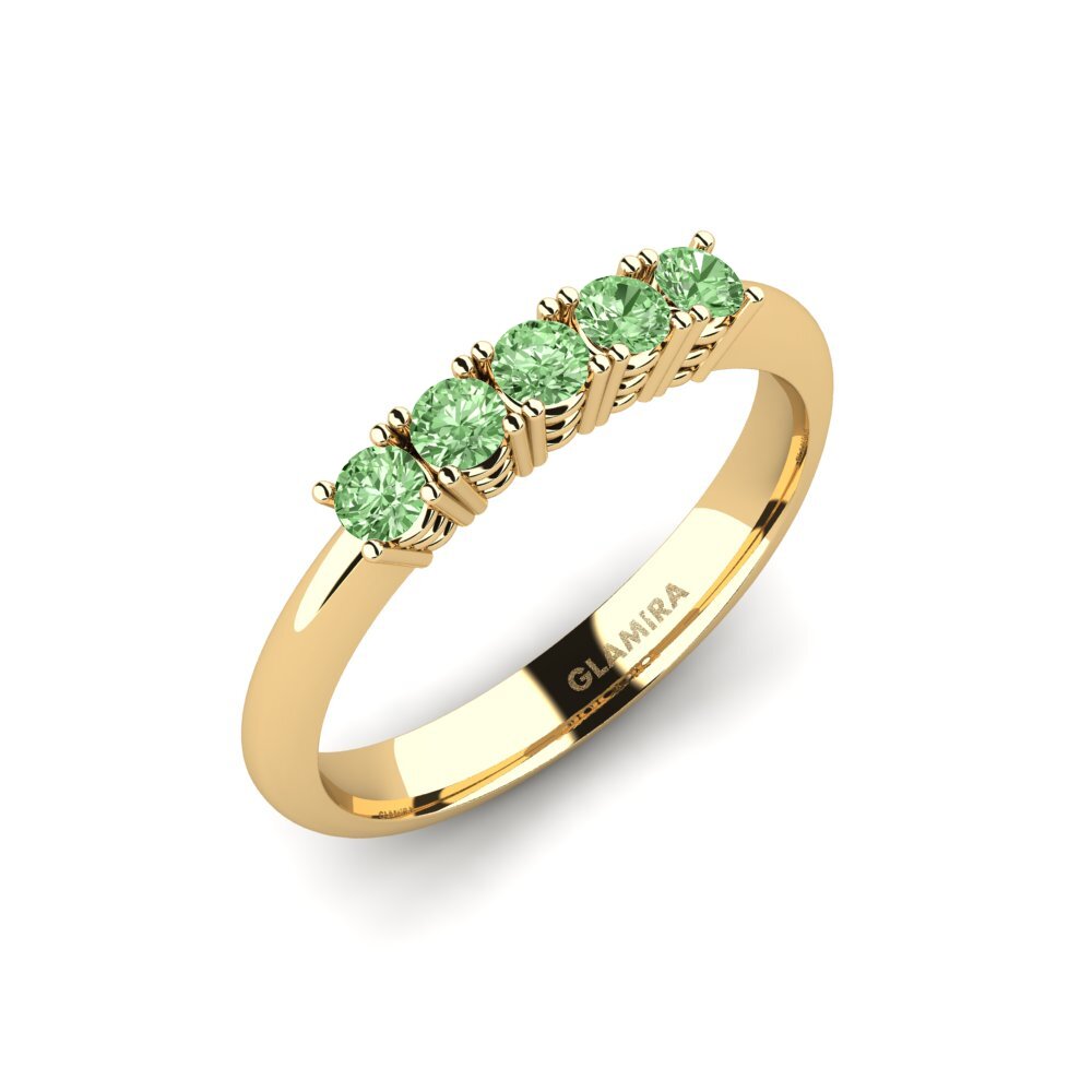 Gelbgold 375 Grüner Diamant Verlobungsring Naomi