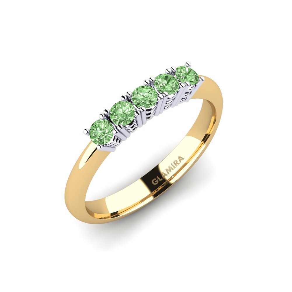 9ct Yellow & White Gold Green Diamond Engagement Ring Naomi