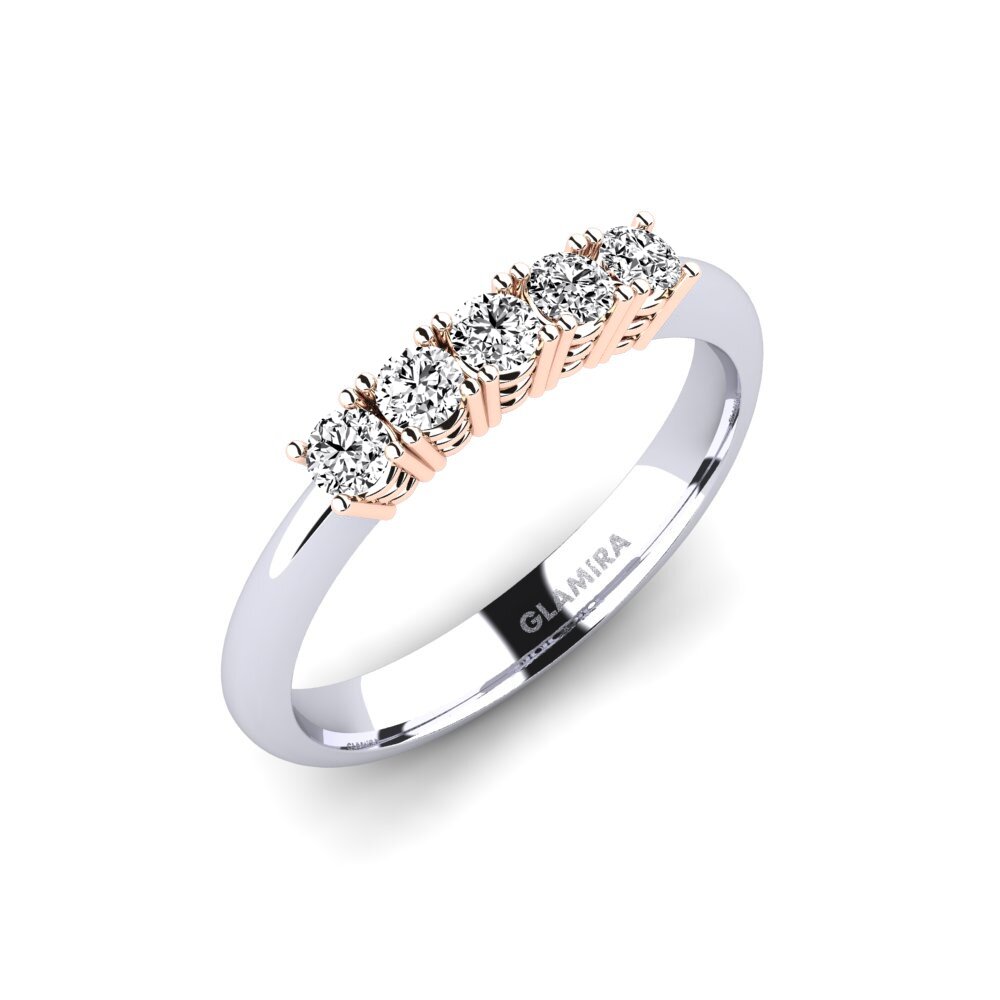 14k Oro Blanco / Rosa Moissanita Anillo de compromiso Naomi