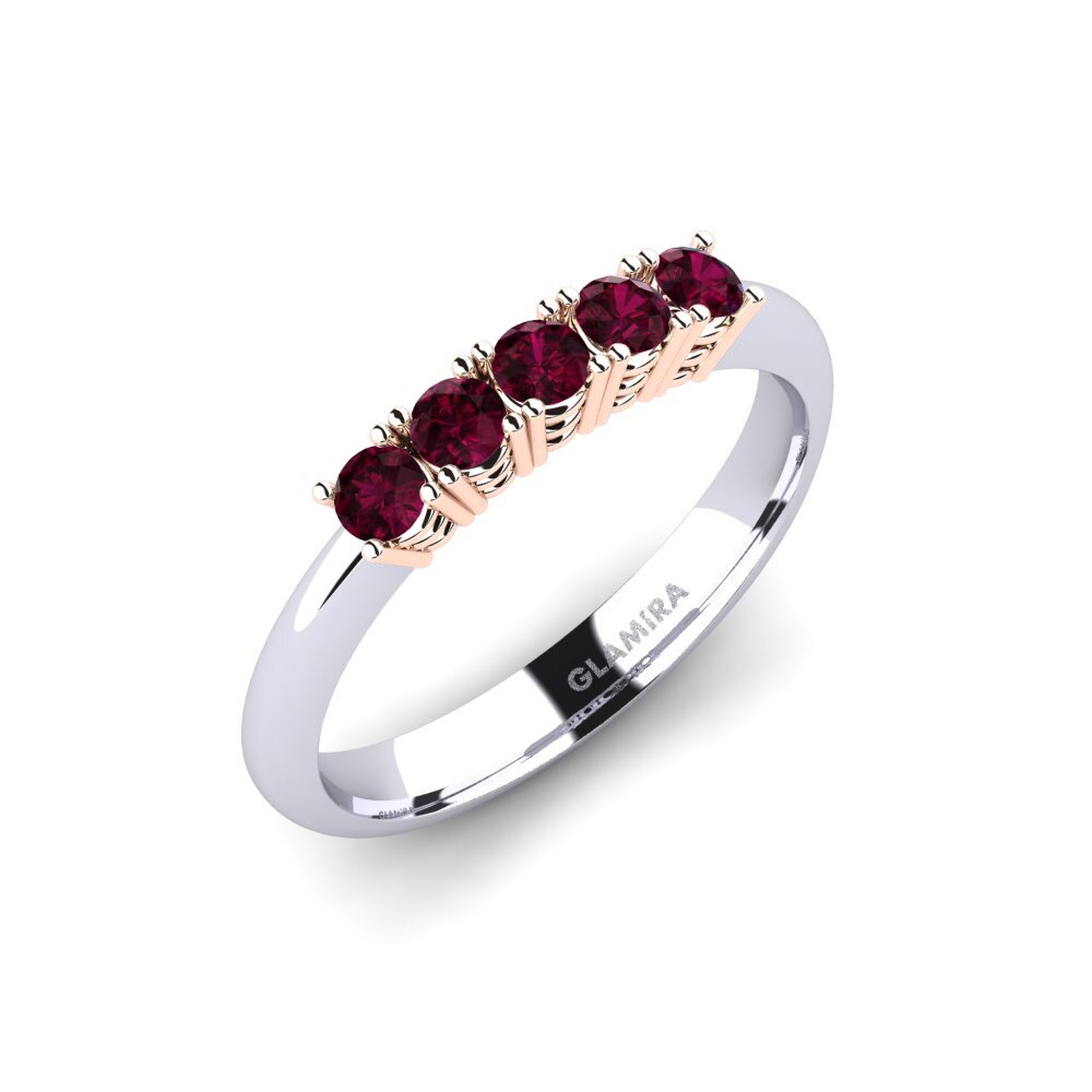 18ct White & Rose Gold Rhodolite Garnet Engagement Ring Naomi