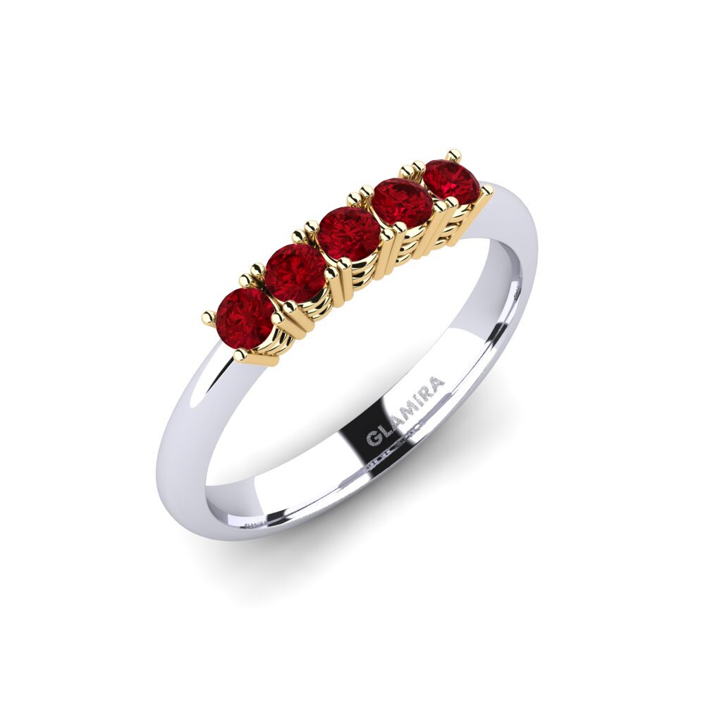 14K White & Yellow Gold Red Zirconia Engagement Ring Naomi