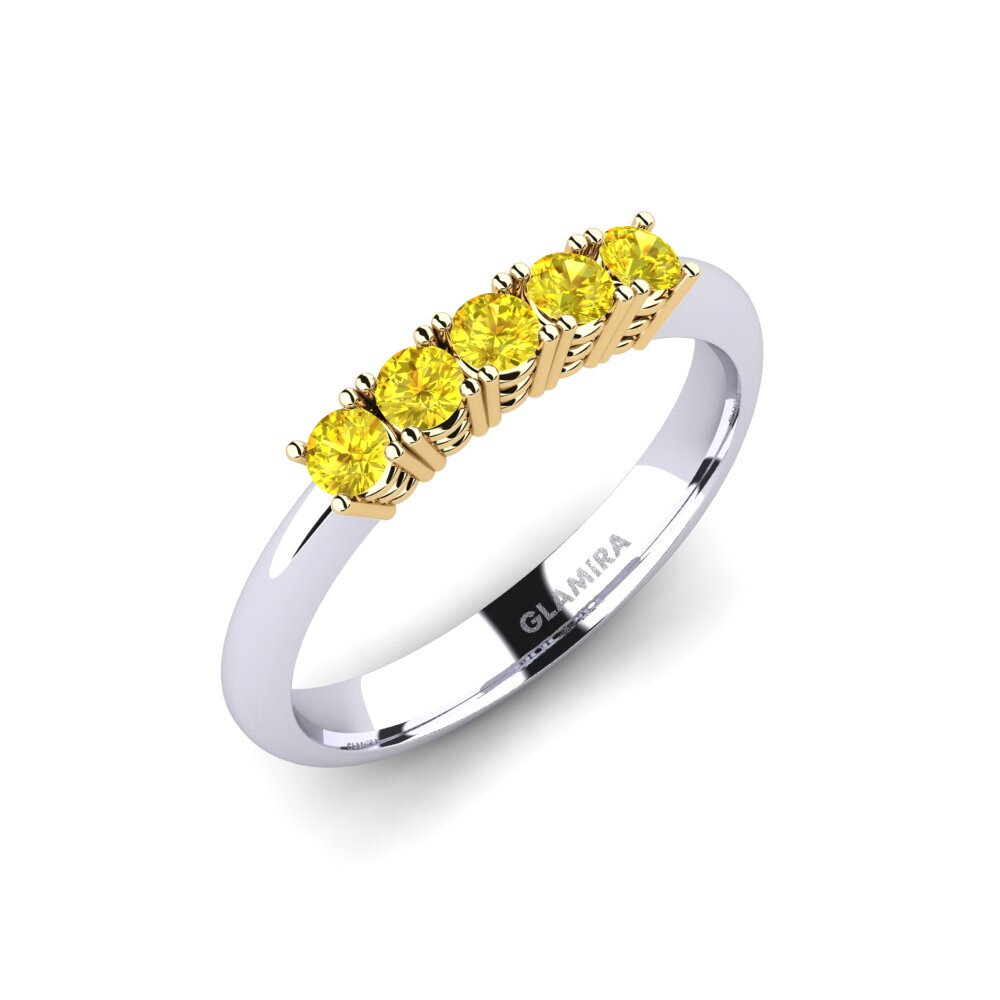 14ct White / Yellow Gold Yellow Sapphire Engagement Ring Naomi