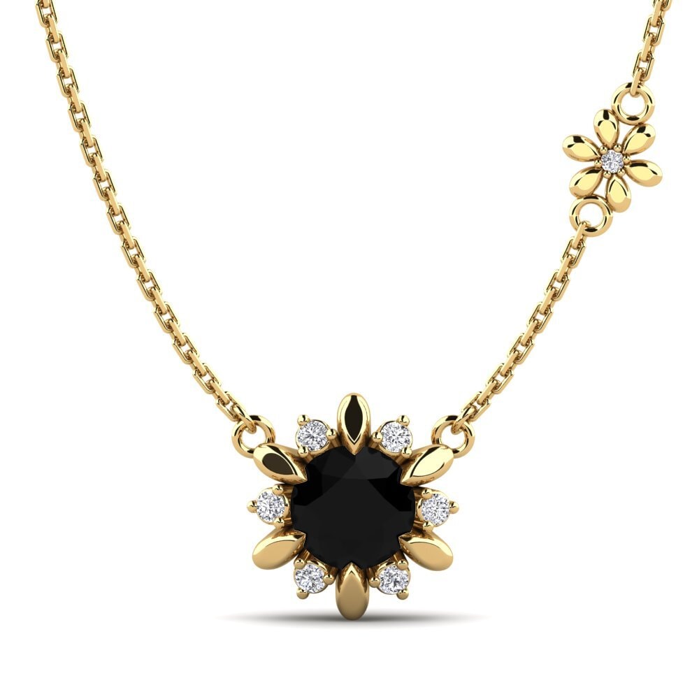 14k Yellow Gold Black Sapphire Women's Necklace Neta