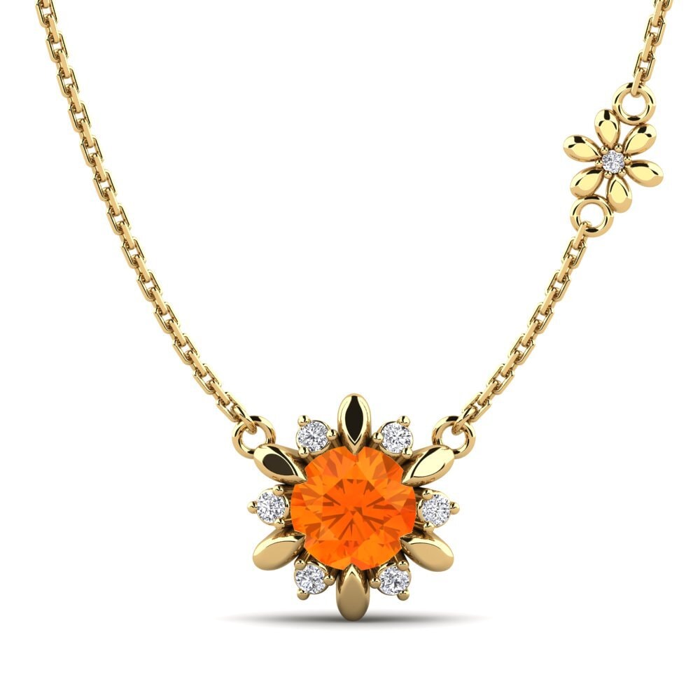 Or Jaune 9k Saphir orange Collier pour femme Neta