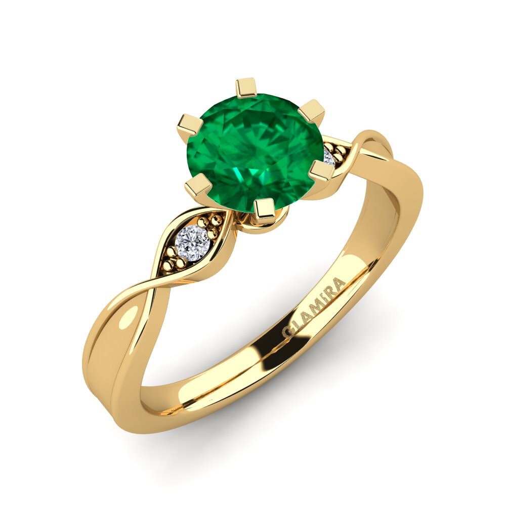 Esmeralda (creada en laboratorio) Anillo de compromiso Neveda 1.0 crt