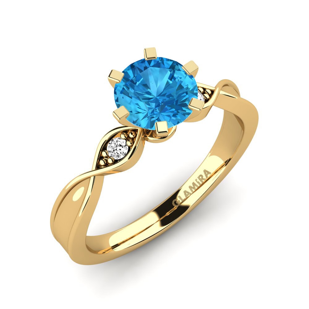 Topacio azul Anillo de compromiso Neveda 1.0 crt