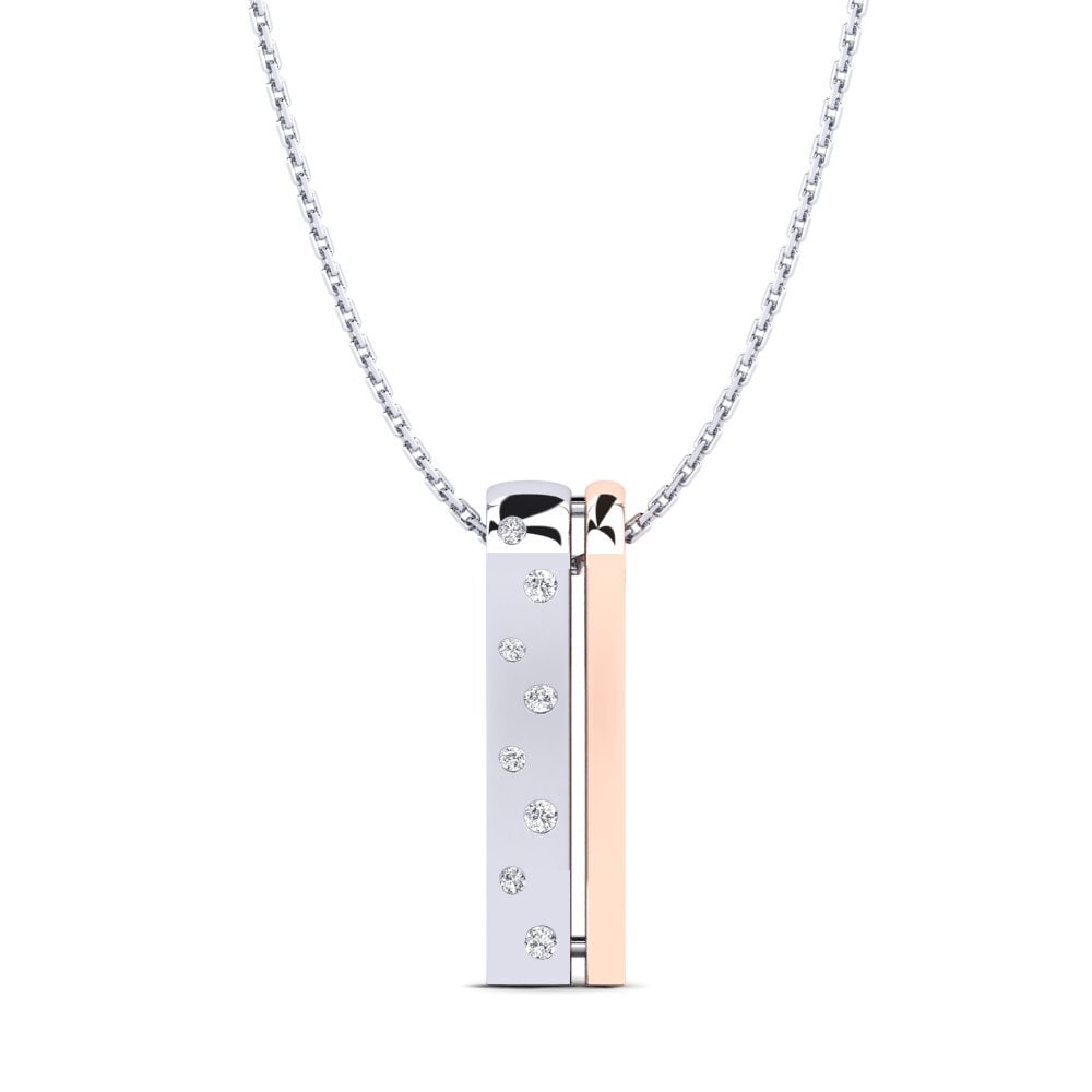 Or Blanc & Rose 375 Pendentif pour femme Oblong