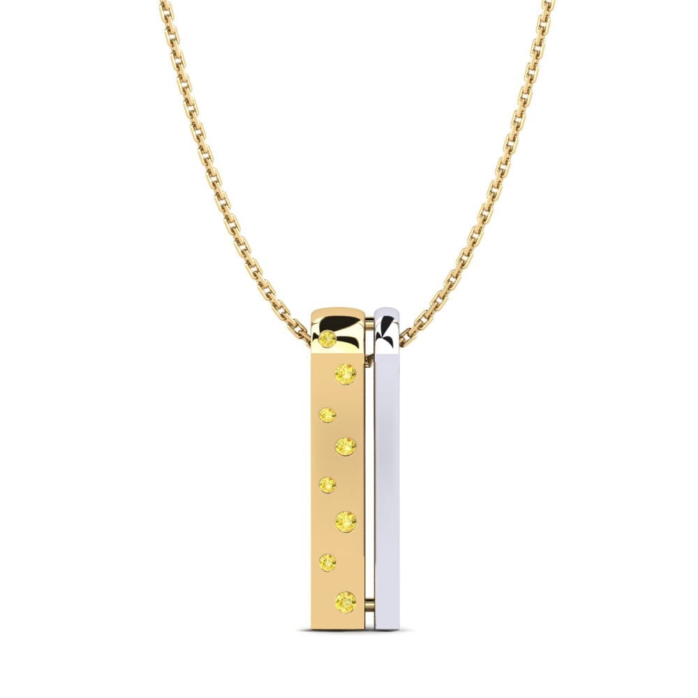 14ct Yellow & White Gold Yellow Sapphire Women's Pendant Oblong