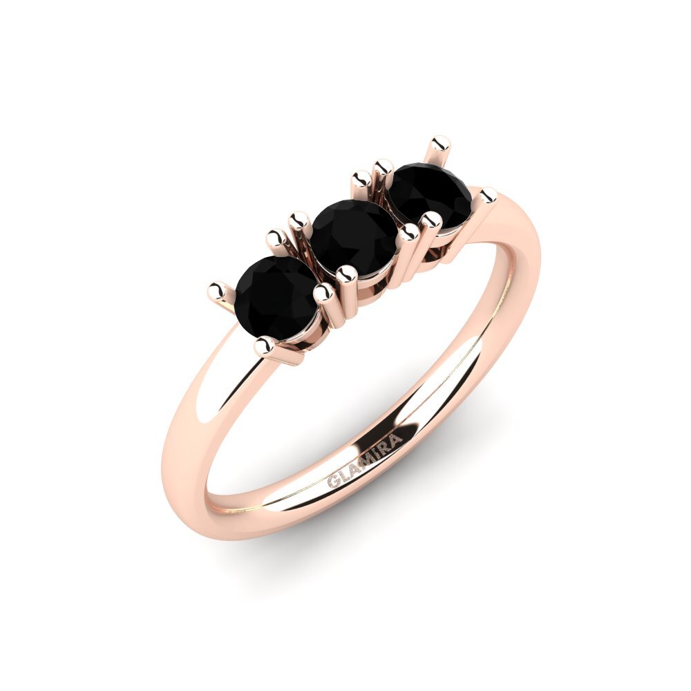 Or rose 585 Diamant Noir Bague de fiançailles Odelia