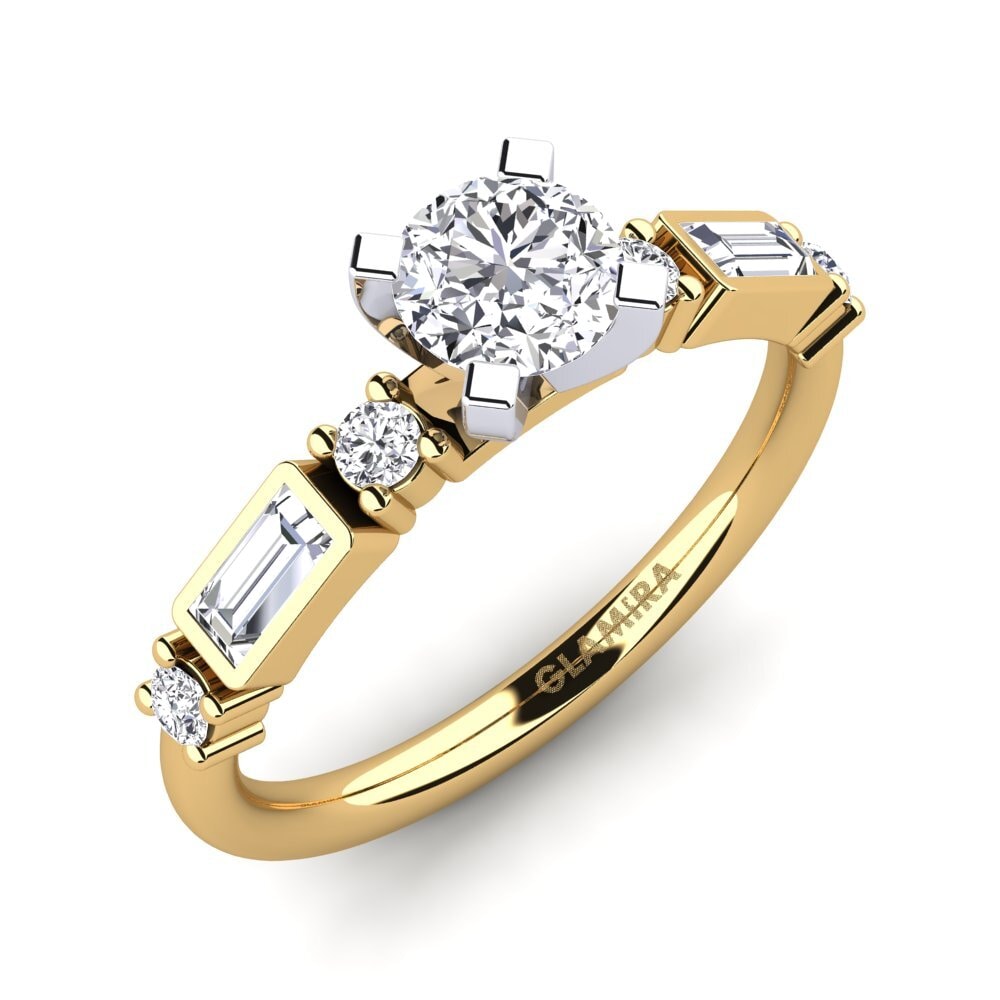 14ct Yellow & White Gold Diamond Engagement Ring Palawan