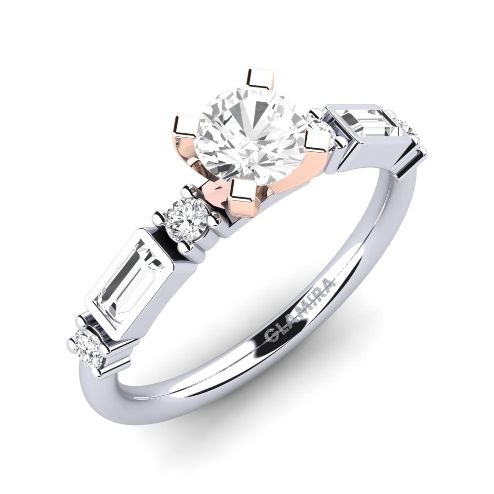 14ct White & Rose Gold White sapphire Engagement Ring Palawan