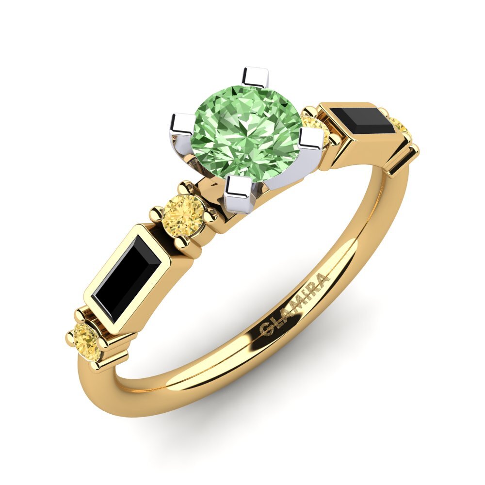 18k Oro Amarillo & Blanco Anillo de compromiso Palawan