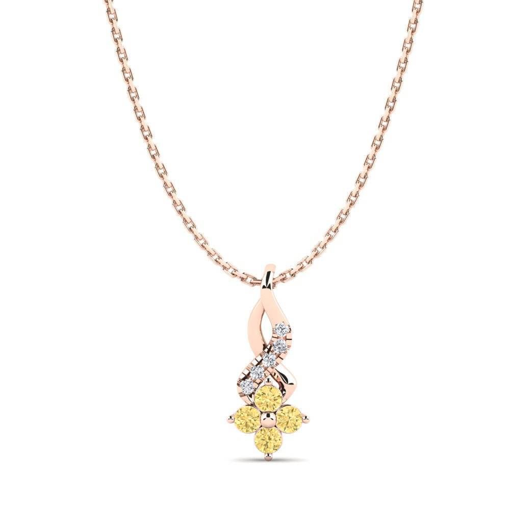 14ct Rose Gold Yellow Diamond Women's Pendant Pansy