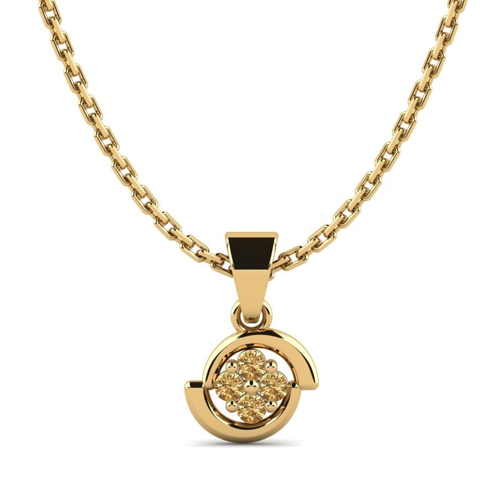 14k Yellow Gold Brown Diamond Women's Pendant Parola