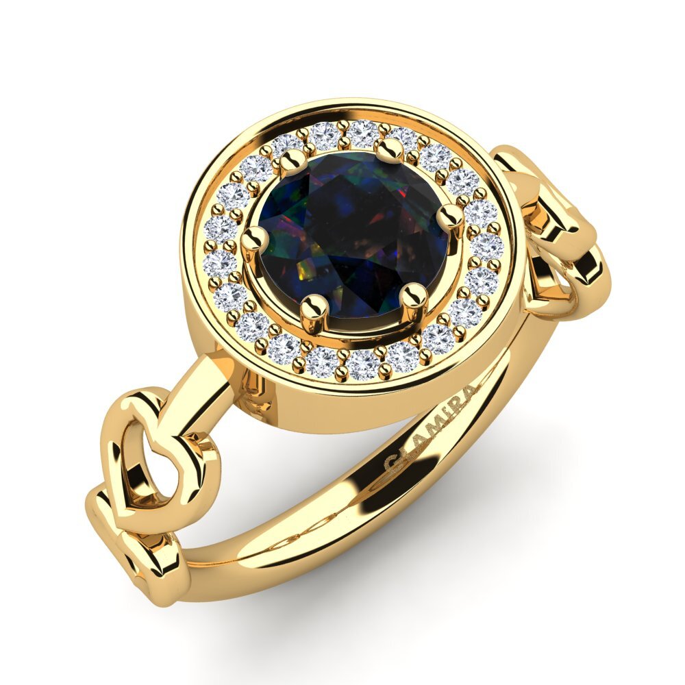 Black Opal Engagement Ring Piedad
