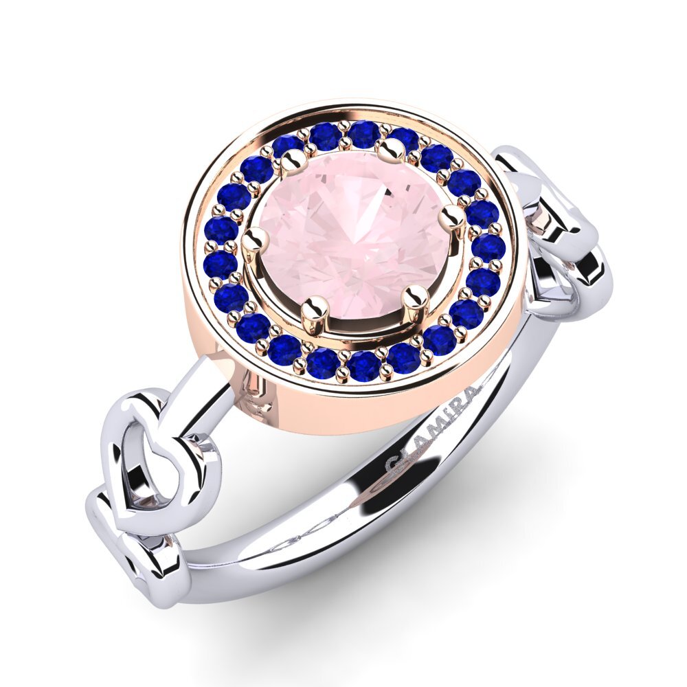 18K White & Rose Gold Rose Quartz Engagement Ring Piedad