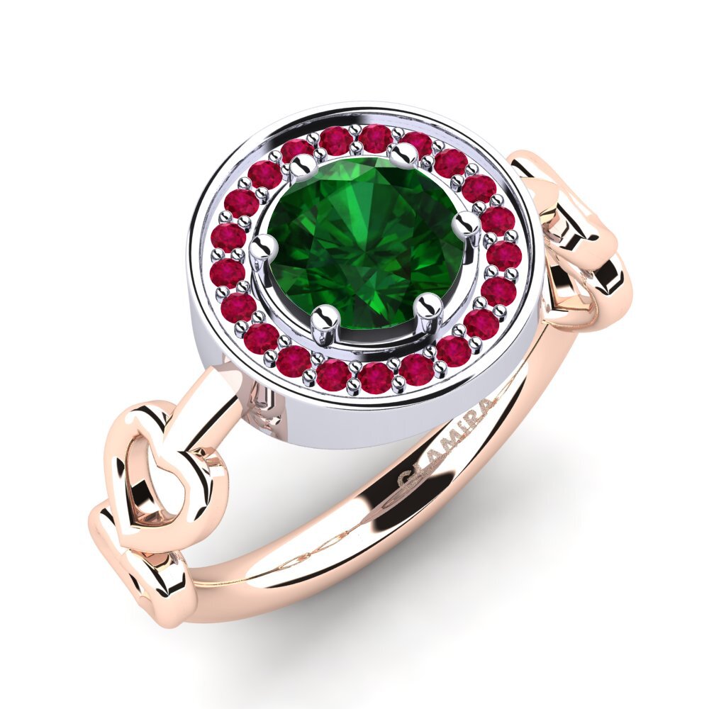 14K Rood & Wit Goud Tsavorite Verlovingsring Piedad