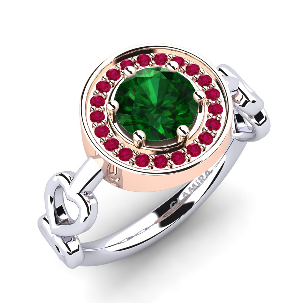 14K Wit & Rood Goud Tsavorite Verlovingsring Piedad