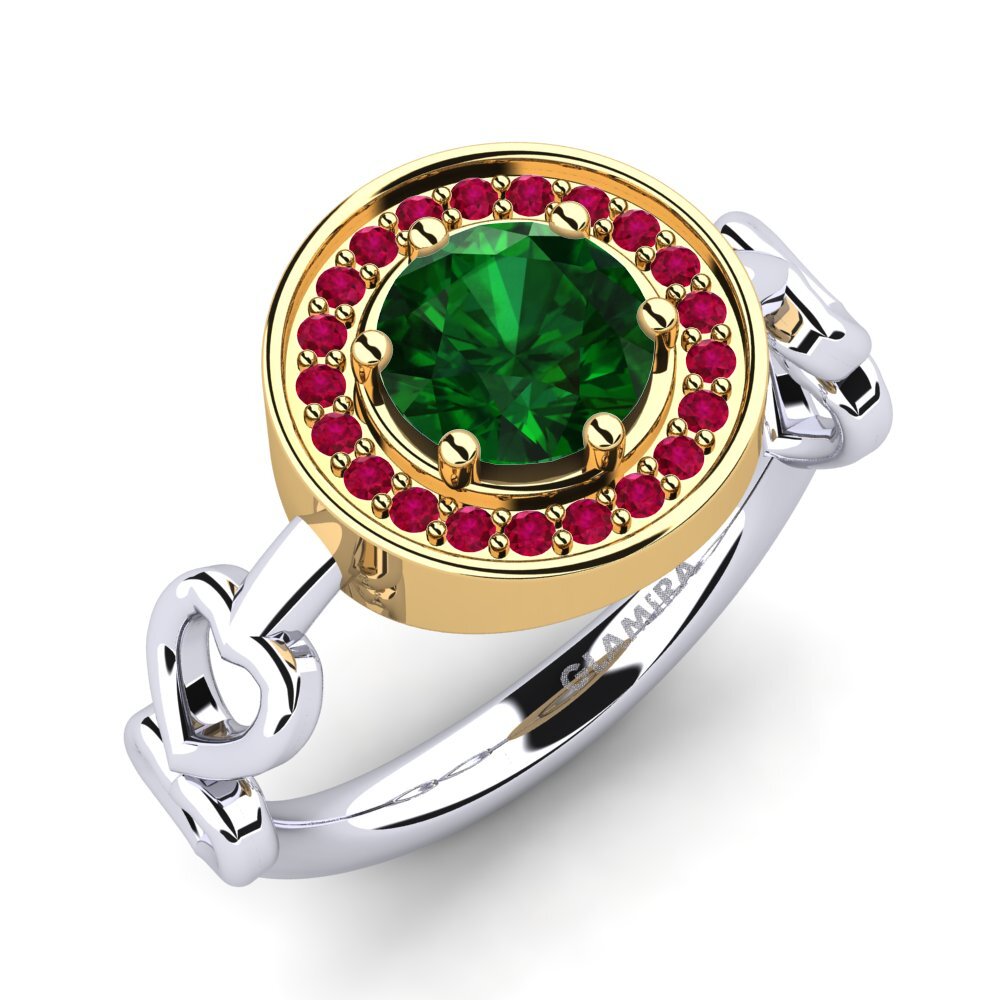 14K Wit & Geel Goud Tsavorite Verlovingsring Piedad