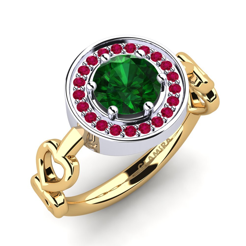 14K Geel & Wit Goud Tsavorite Verlovingsring Piedad