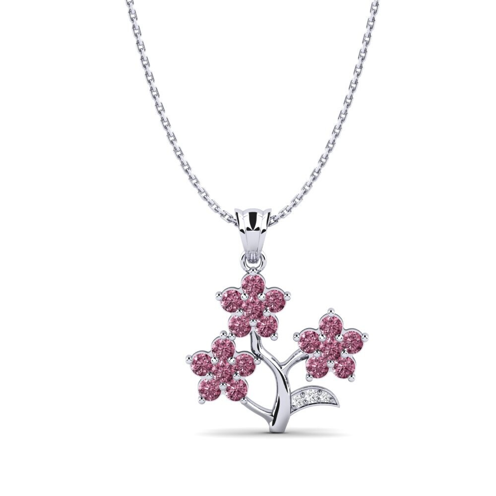 Rhodolite Garnet Women's Pendant Plumeria