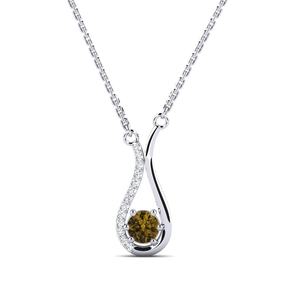 Paladio 950 Circón Marrón Collar de Mujer Poelon