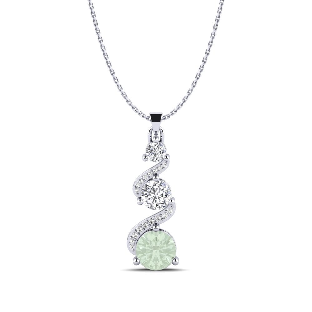 950 Palladium Green Amethyst Women's Pendant Polila