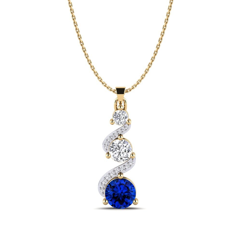 18ct Yellow & White Gold Sapphire (Lab Created) Women's Pendant Polila