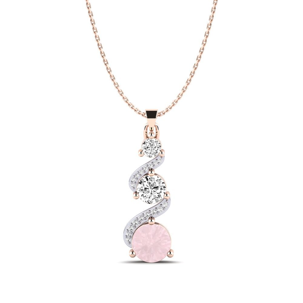 18k Oro Rosa & Blanco Cuarzo rosa Colgante de Mujer Polila