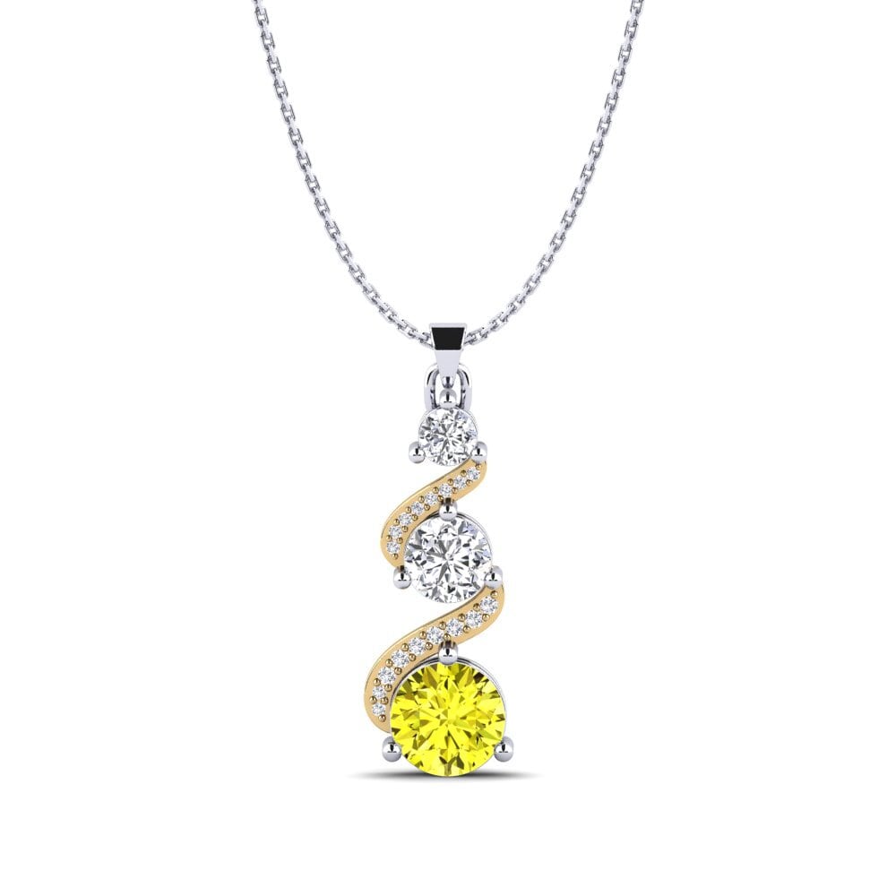 Vàng Trắng-Vàng 18K Kim Cương Vàng Mặt dây chuyền nữ Polila