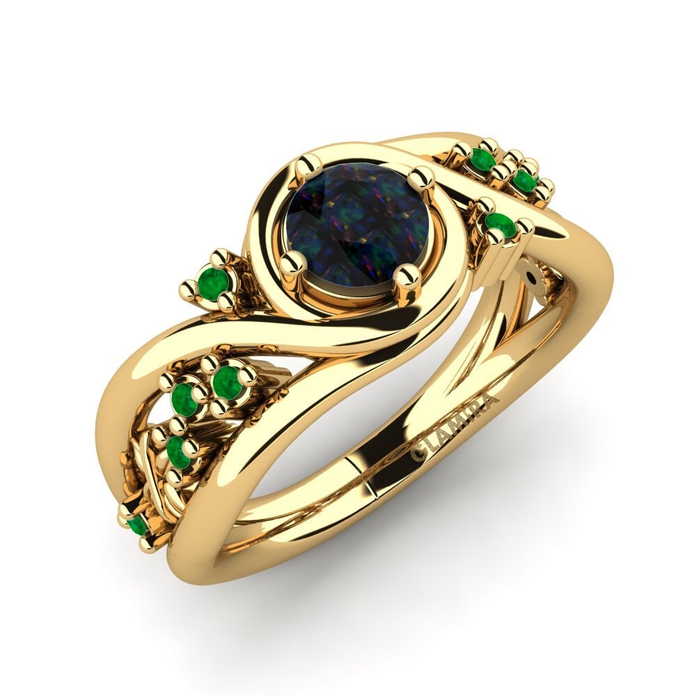 Black Opal Engagement Ring Pravin