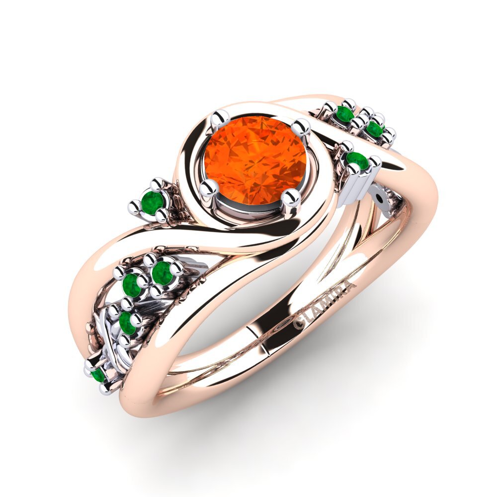 18K Rose & White Gold Fire-Opal Engagement Ring Pravin