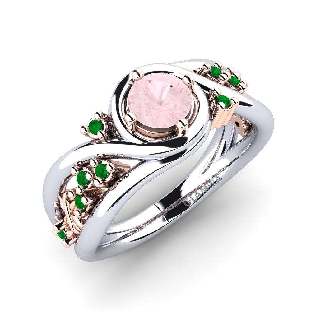 18K White & Rose Gold Rose Quartz Engagement Ring Pravin