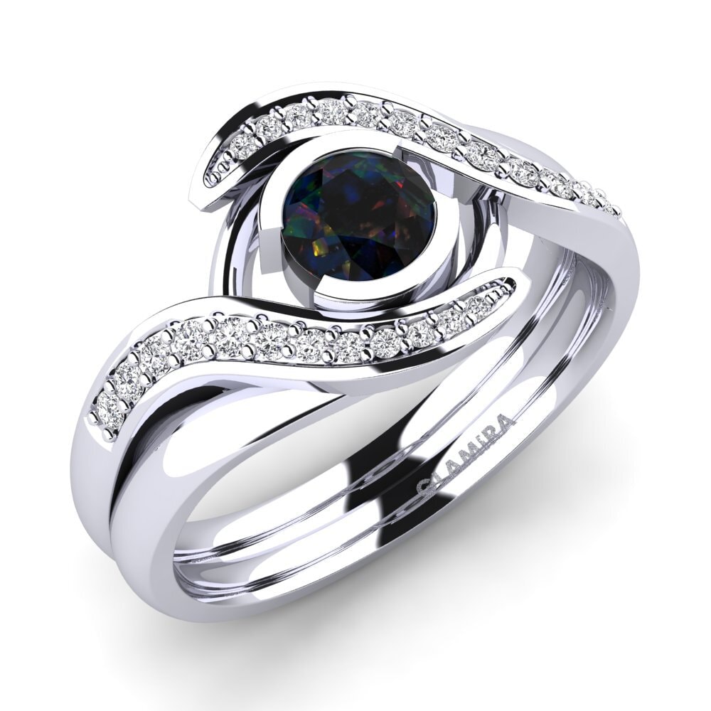 950 Platinum Black Opal Engagement Ring Reese