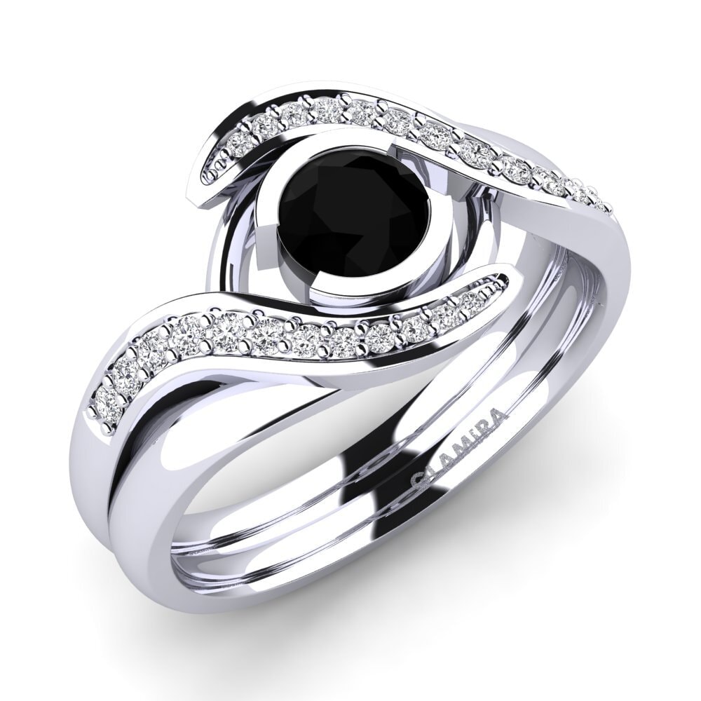 950 Palladium Black Diamond Engagement Ring Reese