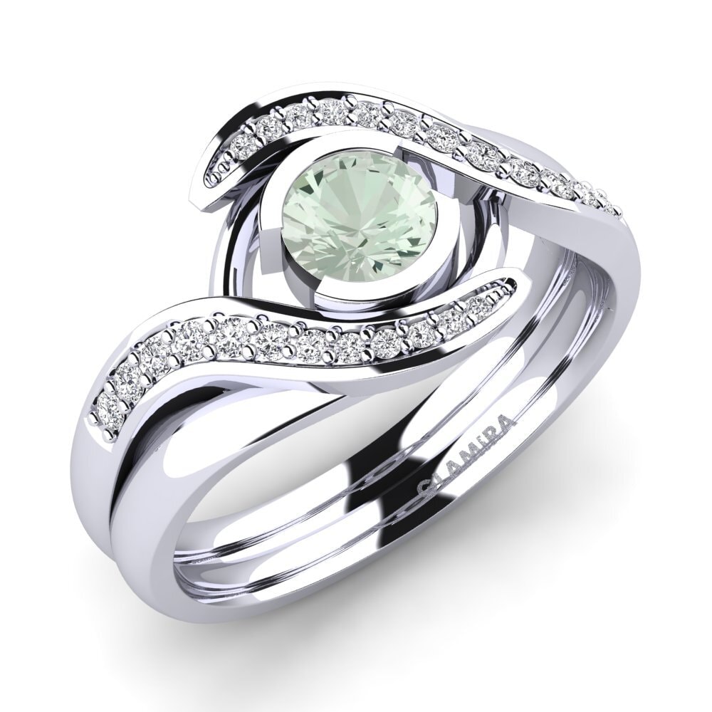950 Platinum Green Amethyst Engagement Ring Reese